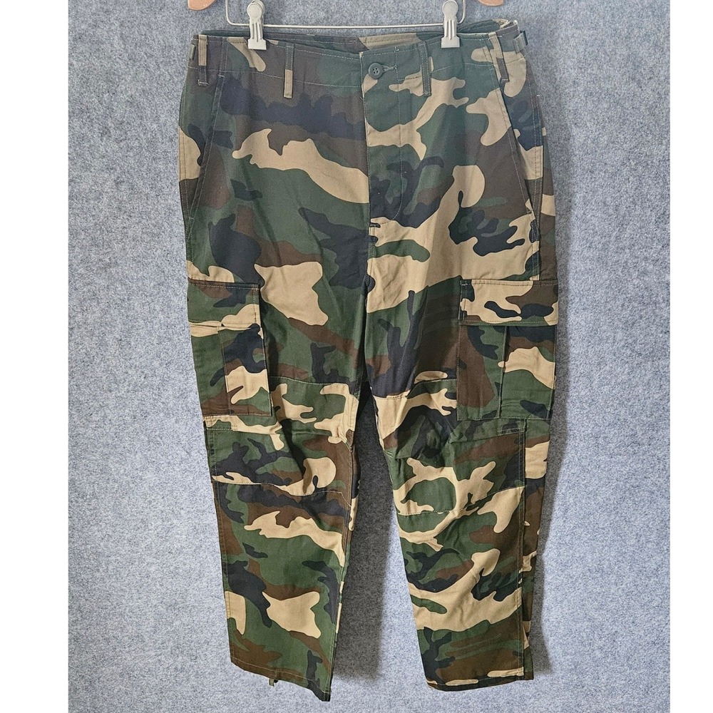 Vintage US Military Woodland Camo BDU Combat Cargo Trousers Medium Regular 1988